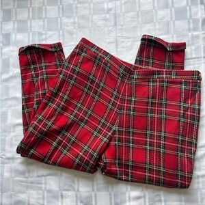 Adrienne Vittadini Vintage Red Plaid Cropped Rolled Cuff Ankle Length Trousers